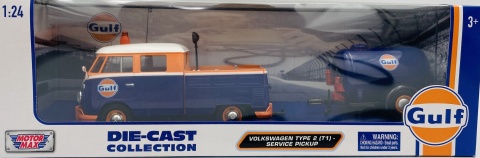 VW Type 2 T1 Delivery Van + oil tanker GULF model 1:24 Motormax 79610