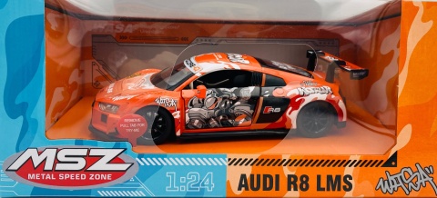 AUDI R8 LMS WASA światło dźwięk model METAL 1:24 MSZ 68291A orange graffiti