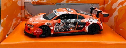 AUDI R8 LMS WASA światło dźwięk model METAL 1:24 MSZ 68291A orange graffiti