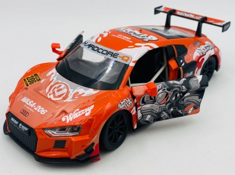 AUDI R8 LMS WASA światło dźwięk model METAL 1:24 MSZ 68291A orange graffiti