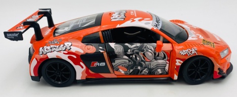 AUDI R8 LMS WASA światło dźwięk model METAL 1:24 MSZ 68291A orange graffiti