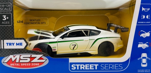 BENTLEY Continental GT3 światło dźwięk model METAL 1:24 MSZ 68266 biały