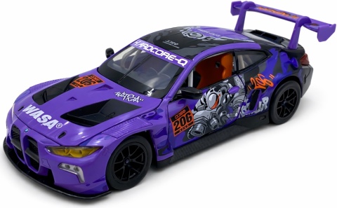 BMW M4 GT3 WASA światło dźwięk model METAL 1:24 MSZ 68296A fiolet graffiti