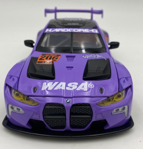 BMW M4 GT3 WASA światło dźwięk model METAL 1:24 MSZ 68296A fiolet graffiti