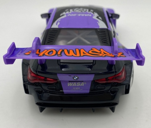 BMW M4 GT3 WASA światło dźwięk model METAL 1:24 MSZ 68296A fiolet graffiti