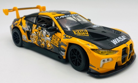 BMW M4 GT3 WASA światło dźwięk model METAL 1:24 MSZ 68296A żółty graffiti