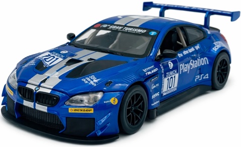 BMW M6 GT3 światło dźwięk model METAL 1:24 MSZ 68255A niebieski