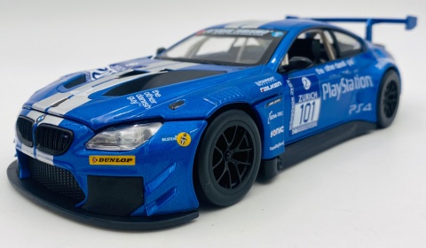 BMW M6 GT3 światło dźwięk model METAL 1:24 MSZ 68255A niebieski