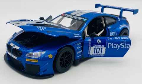 BMW M6 GT3 światło dźwięk model METAL 1:24 MSZ 68255A niebieski