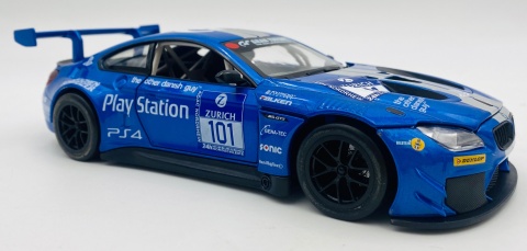 BMW M6 GT3 światło dźwięk model METAL 1:24 MSZ 68255A niebieski