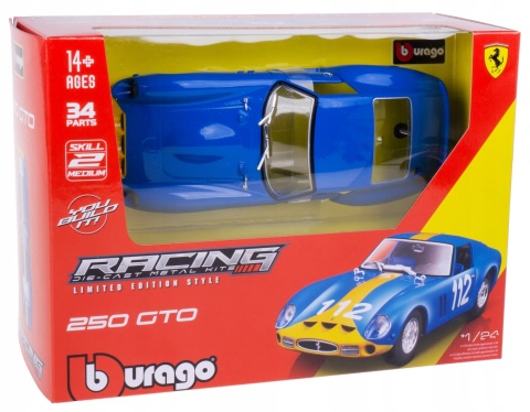 FERRARI RACING - 250 GTO Blue #112 model do składania Bburago 26585