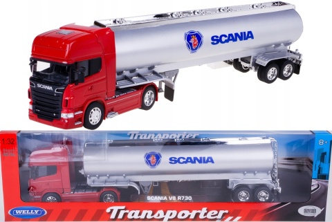 Scania V8 R730 ciągnik z naczepą cysterną TIR model WELLY 1:32