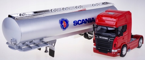 Scania V8 R730 ciągnik z naczepą cysterną TIR model WELLY 1:32