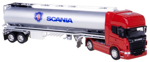 Scania V8 R730 ciągnik z naczepą cysterną TIR model WELLY 1:32