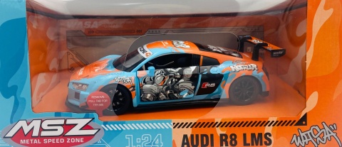 AUDI R8 LMS WASA światło dźwięk model METAL 1:24 MSZ 68291A blue graffiti
