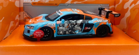 AUDI R8 LMS WASA światło dźwięk model METAL 1:24 MSZ 68291A blue graffiti