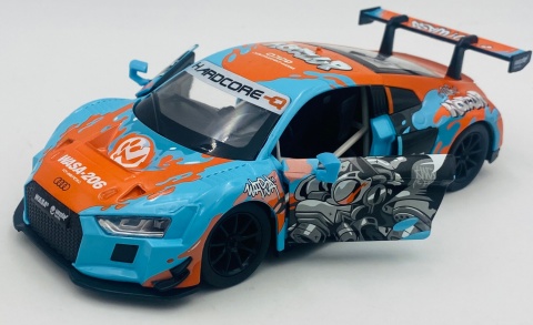 AUDI R8 LMS WASA światło dźwięk model METAL 1:24 MSZ 68291A blue graffiti