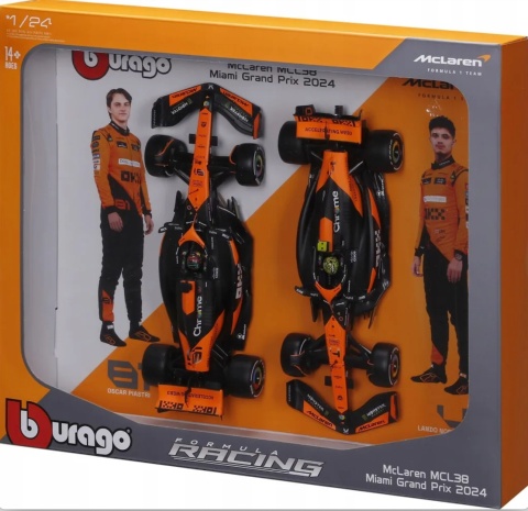 DUŻY ZESTAW McLaren F1 Norris Piastri MCL38 do zawieszenia BBurago 1:24