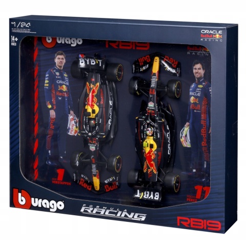 DUŻY ZESTAW Red Bull F1 Verstappen Perez RB19 do zawieszenia BBurago 1:24