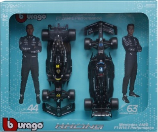 DUŻY zestaw Mercedes F1 W14 Russell Hamilton do zawieszenia Bburago 1:24
