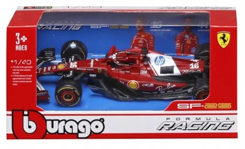 F1 Formuła 1 bolid FERRARI SF-25 2025 Ch. Leclerc #16 model BBurago 1:43
