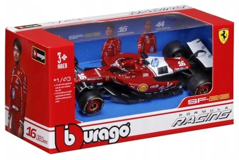 F1 Formuła 1 bolid FERRARI SF-25 2025 Ch. Leclerc #16 model BBurago 1:43
