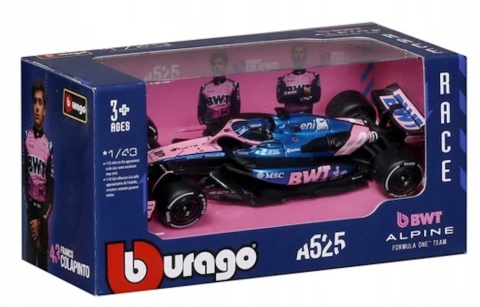 F1 bolid Alpine A525 BWT #10 Pierre Gasly Monaco GP 2025 BBurago 1:43