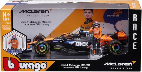 McLaren MCL38 F1 GP Japonii 2024 #4 Norris figurka BBurago 1:24 tor Suzuka