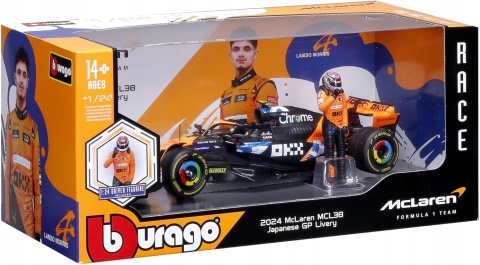 McLaren MCL38 F1 GP Japonii 2024 #4 Norris figurka BBurago 1:24 tor Suzuka