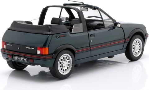 PEUGEOT 205 CTI 1986 cabrio model metal S1806204 Solido 1:18 ciemny zielony