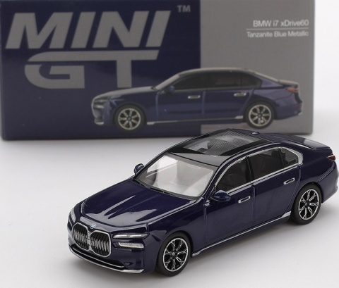 BMW i7 xDrive60 Tanzanite Blue Metallic MGT01111 MiniGT 1:64 granatowy