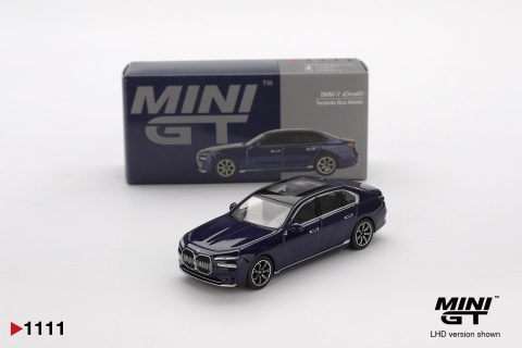 BMW i7 xDrive60 Tanzanite Blue Metallic MGT01111 MiniGT 1:64 granatowy