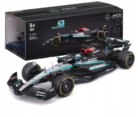 Bolid F1 Mercedes AMG W15 E 2024 #63 Russell Bburago 1:24 w gablotce