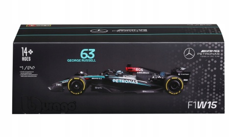 Bolid F1 Mercedes AMG W15 E 2024 #63 Russell Bburago 1:24 w gablotce