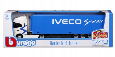 IVECO S-WAY ciągnik siodłowy zestaw naczepa kontener Bburago 1:43