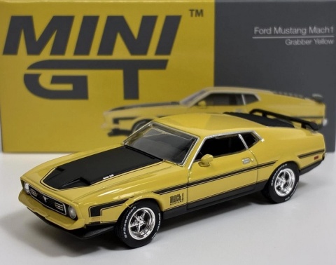FORD Mustang Mach I 1971 model MGT01139 MiniGT 1:64 LHD żółty