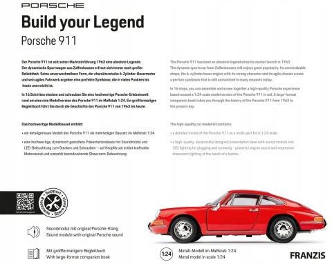 Porsche 911 (901) zbuduj legendarne Porsche 1:24 model do składania FRANZIS
