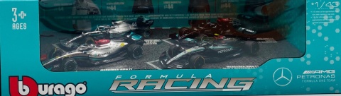 ZESTAW Mercedes F1 TYLKO Hamilton W10, W12, W13, W15 BBurago 1:43 18-38093