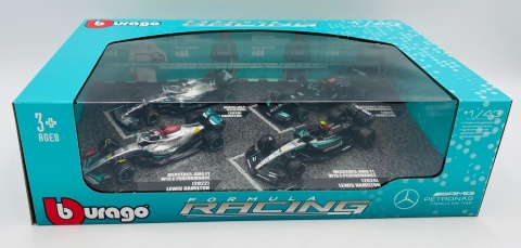 ZESTAW Mercedes F1 TYLKO Hamilton W10, W12, W13, W15 BBurago 1:43 18-38093