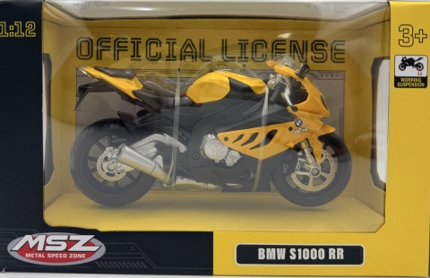 BMW S 1000 RR motocykl model 1:12 MSZ 68001 żółty
