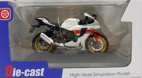 Yamaha R1 motocykl model 1:12 LED dźwięk Huayi M12-22 biały
