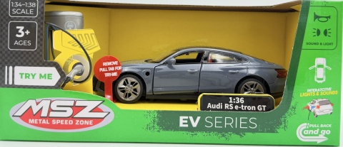 Audi RS e-tron z napędem światło dźwięk model METAL 1:36 MSZ 68717 szary