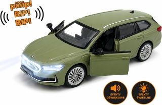 Skoda Superb Combi IV z napędem światło dźwięk METAL 1:35 MSZ 68745 zielony