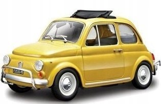 Fiat 500 L 1968 yellow 1:24 metalowy Bburago 22099